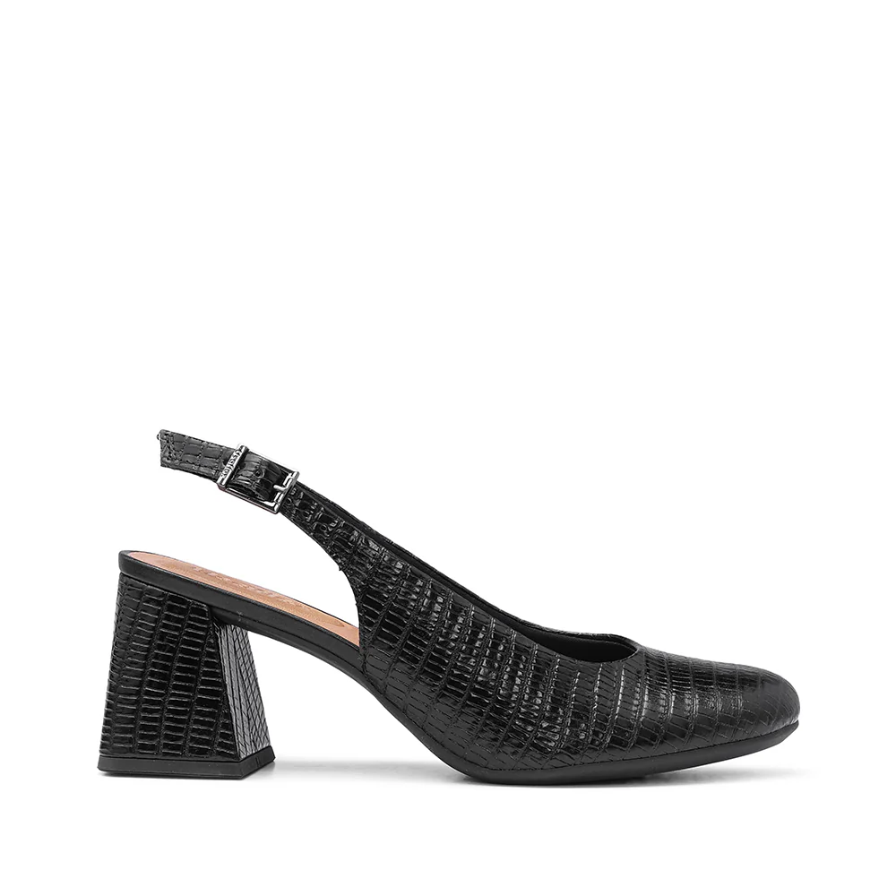 Sapato Slingback Mulher Pele Preto