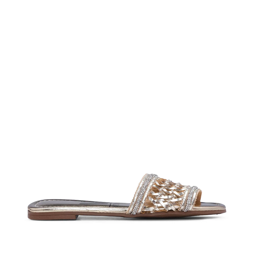 Chinelo Salto Raso Mulher Metalizado Dourado