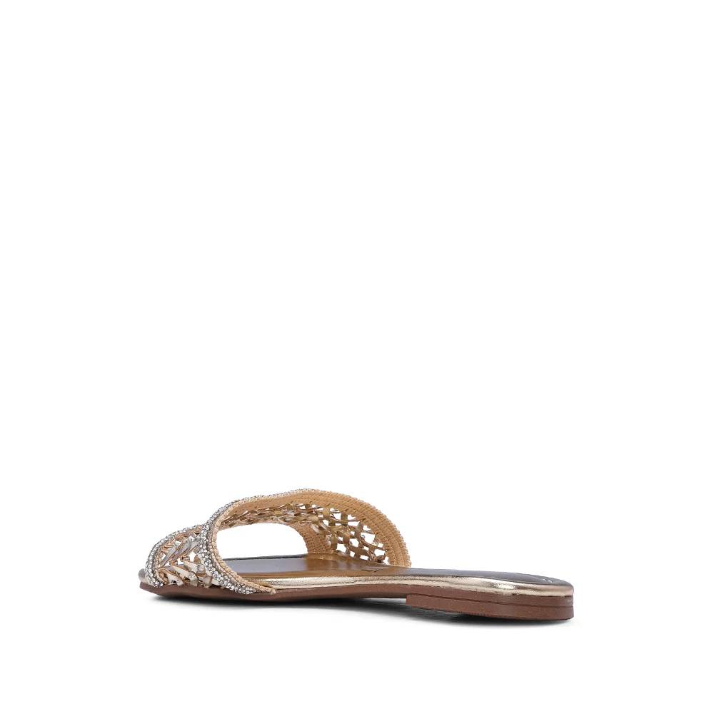 Chinelo Salto Raso Mulher Metalizado Dourado - Image 4
