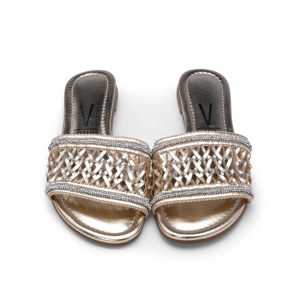 Chinelo Salto Raso Mulher Metalizado Dourado - Image 6