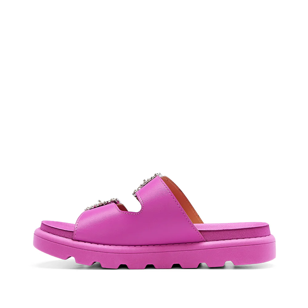 Chinelo Salto Raso Mulher Pele Sintética Fuxia - Image 2