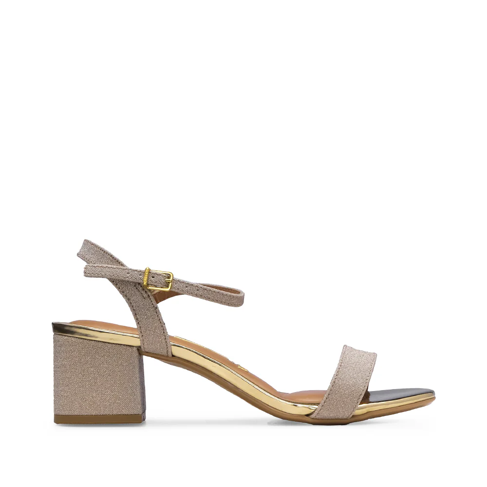 Sandália Salto Alto Mulher Glitter Dourado