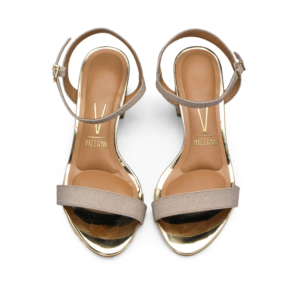 Sandália Salto Alto Mulher Glitter Dourado - Image 5