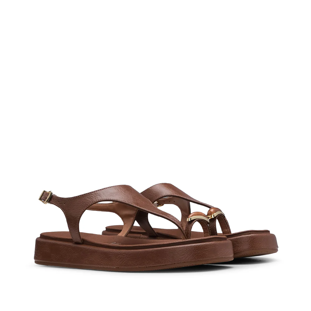 Sandália Salto Raso Mulher Camel - Image 2