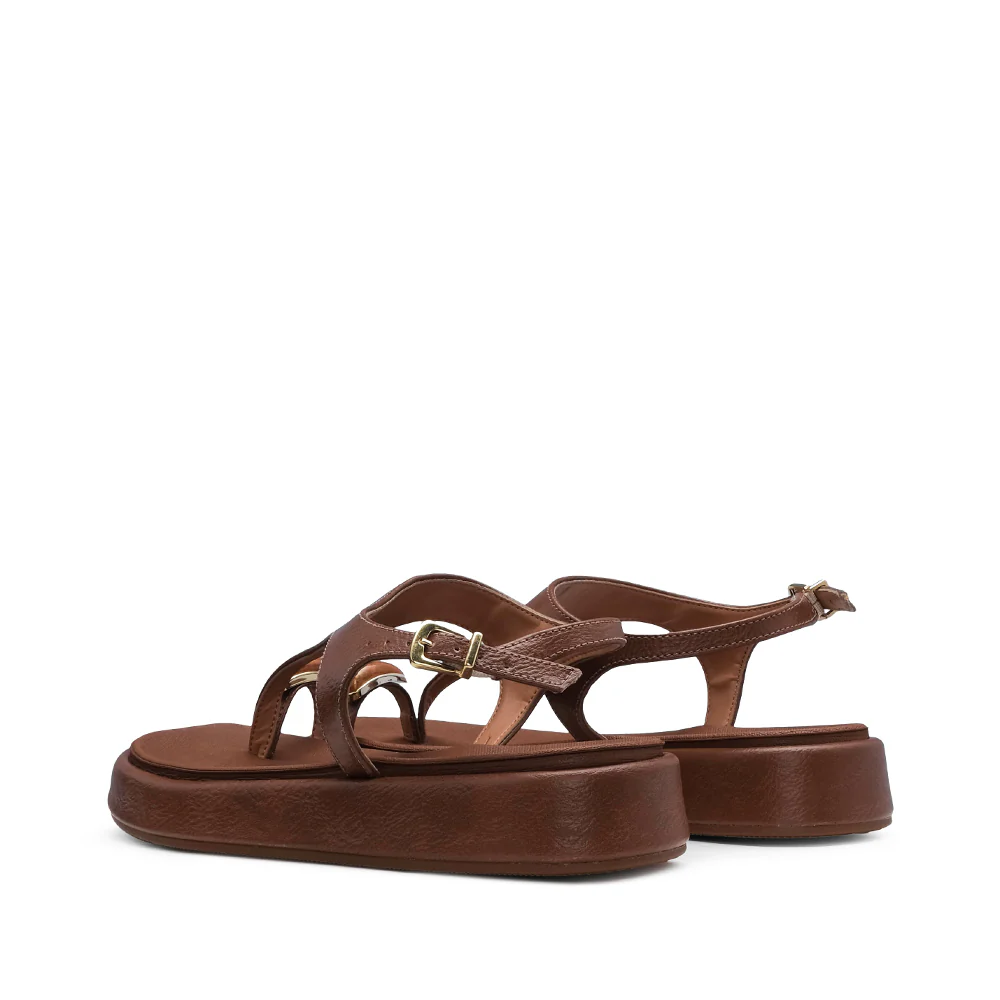 Sandália Salto Raso Mulher Camel - Image 3
