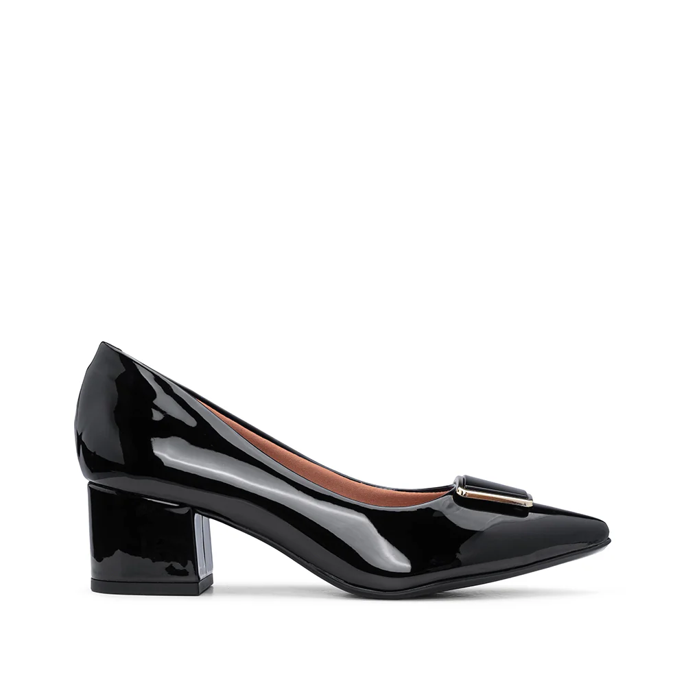 Sapato Salto Médio Mulher Verniz Preto