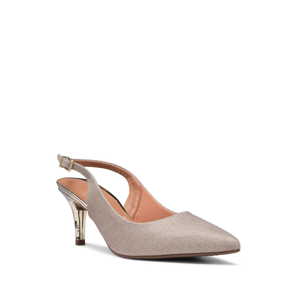 Sapato Slingback Mulher Metalizado Dourado - Image 3