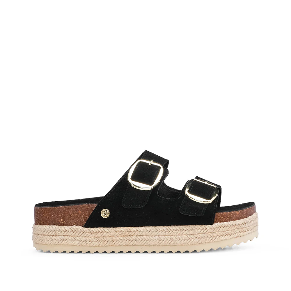 Chinelo Casual Mulher Com Sola em Ráfia Preto