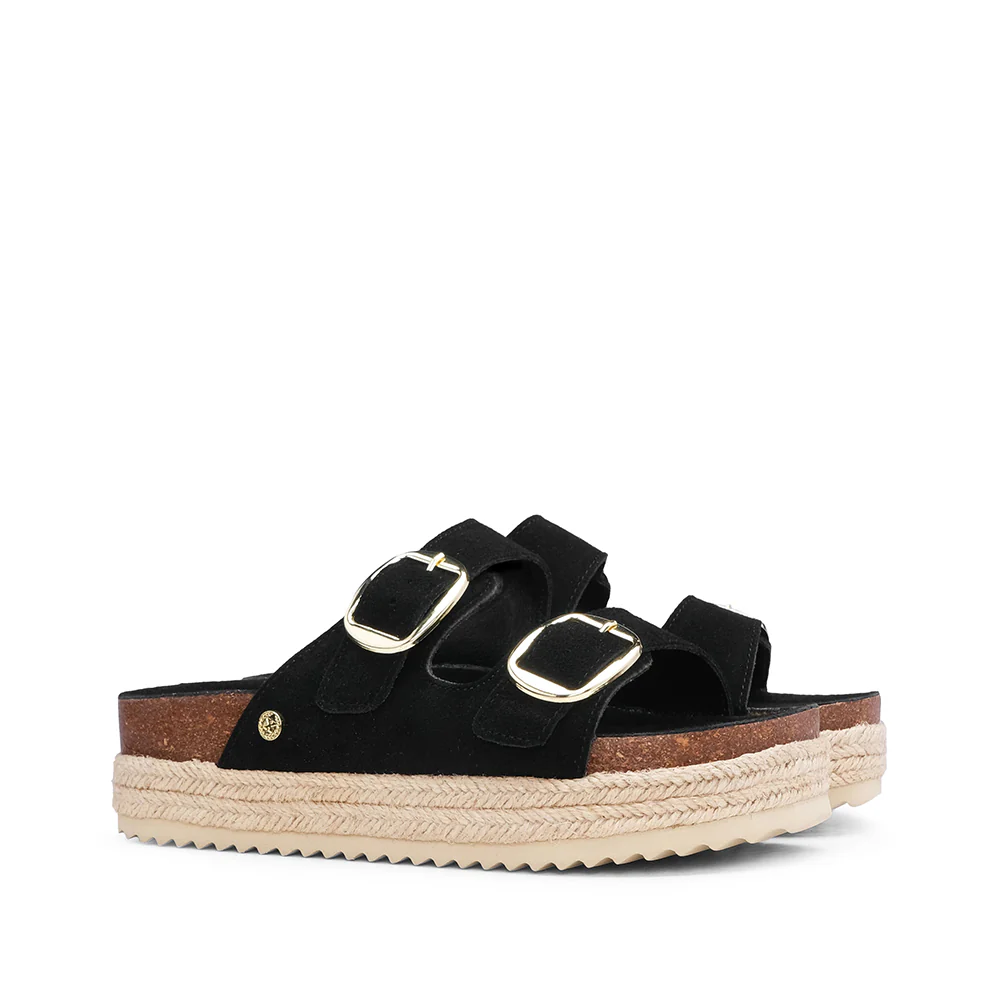 Chinelo Casual Mulher Com Sola em Ráfia Preto - Image 2