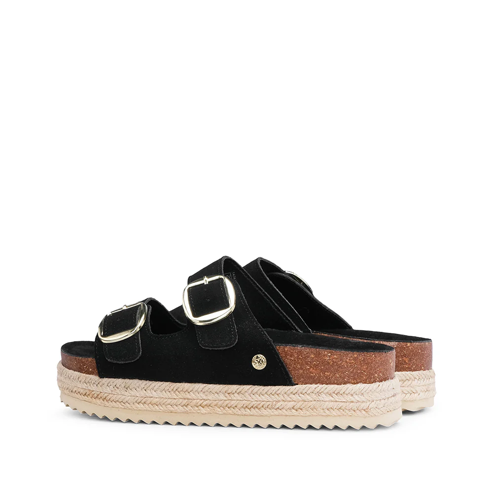 Chinelo Casual Mulher Com Sola em Ráfia Preto - Image 3